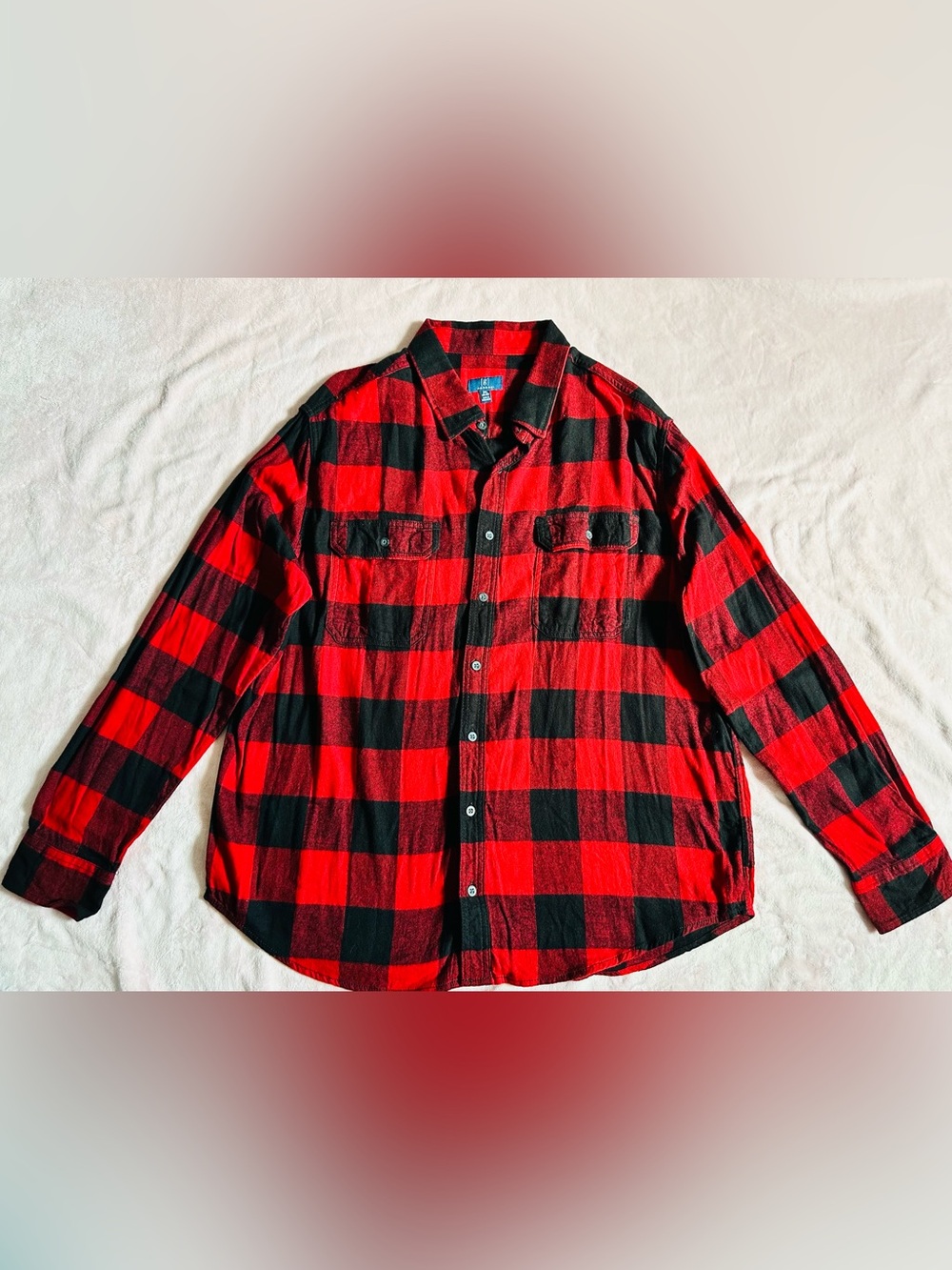 George Red and Black Buffalo Plaid Button-Up Shirt - Men